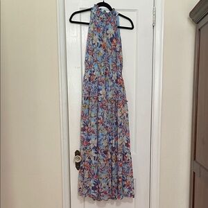 Taylor Floral Halter Maxi Dress - Blue and Multicolor size 2